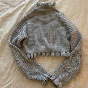 Cropped knit mock-neck sweater
